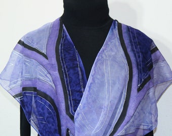 Silk Scarf Purple Lavender Hand Painted Silk Shawl LAVENDER FIELDS Silk Scarves Colorado. Select Your SIZE! Christmas Gift, Anniversary Gift