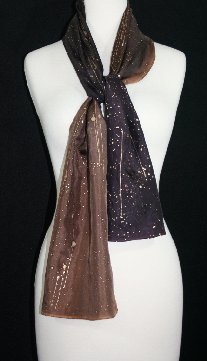 Brown Mens Scarf. Brown Hand Painted Silk Scarf. Handmade Men Etsy