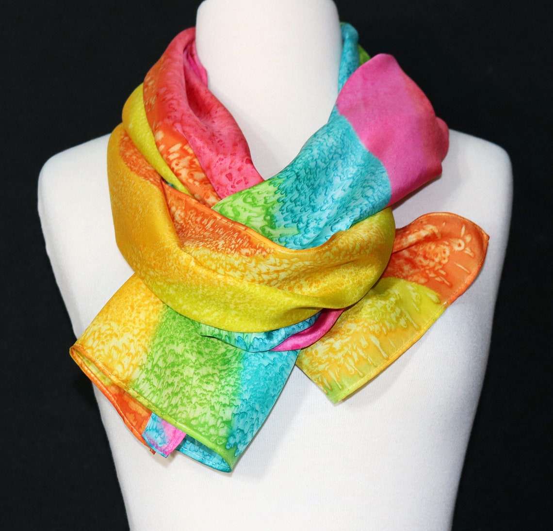Pastel Colors Silk Scarf Multicolored Hand Painted PASTEL Etsy