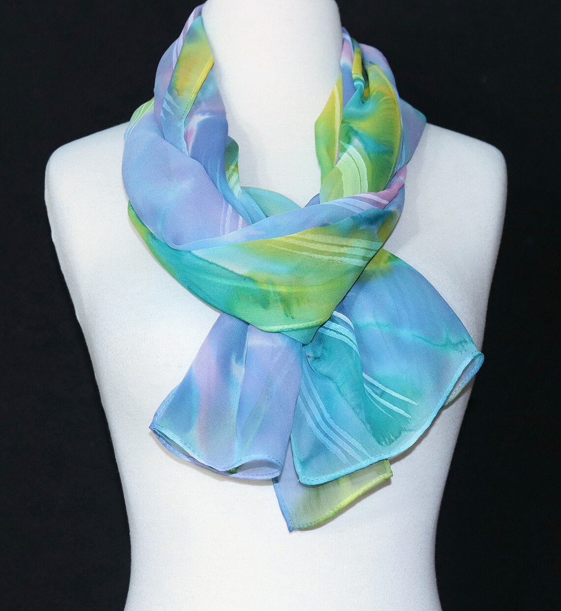 14x72 READY to Ship Silk Scarf Pastel Colors Hand Etsy