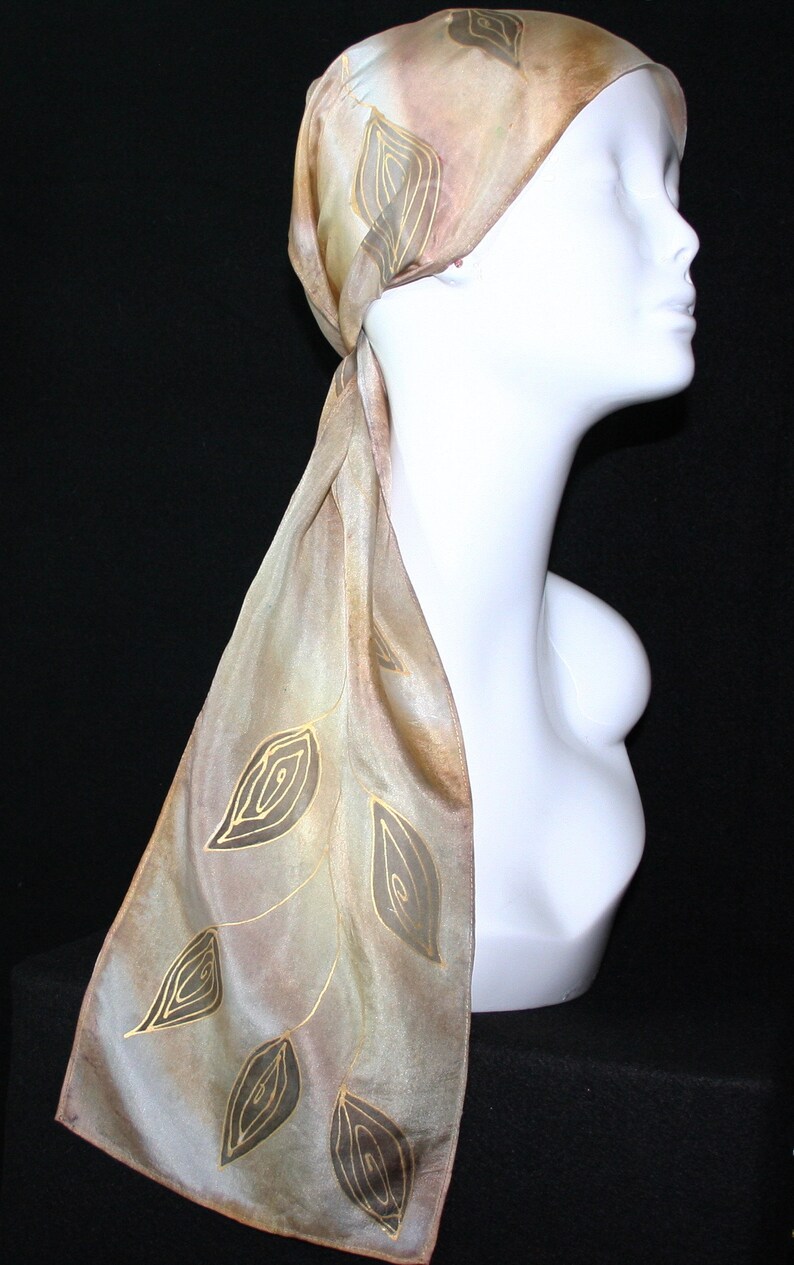 Silk Scarf, Beige, Ivory, Hand Painted Shawl ALASKA MORNING, by Silk Scarves Colorado. Select Your SIZE Birthday Gift, Christmas Gift image 2