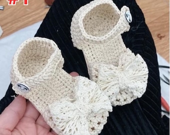 Handmade Crochet Baby Sandals – Beige and Brown Knit Summer Shoes – Soft Infant Unisex Sandals for Baby Shower Gift