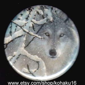 Lone Wolf In Winter Button image 2