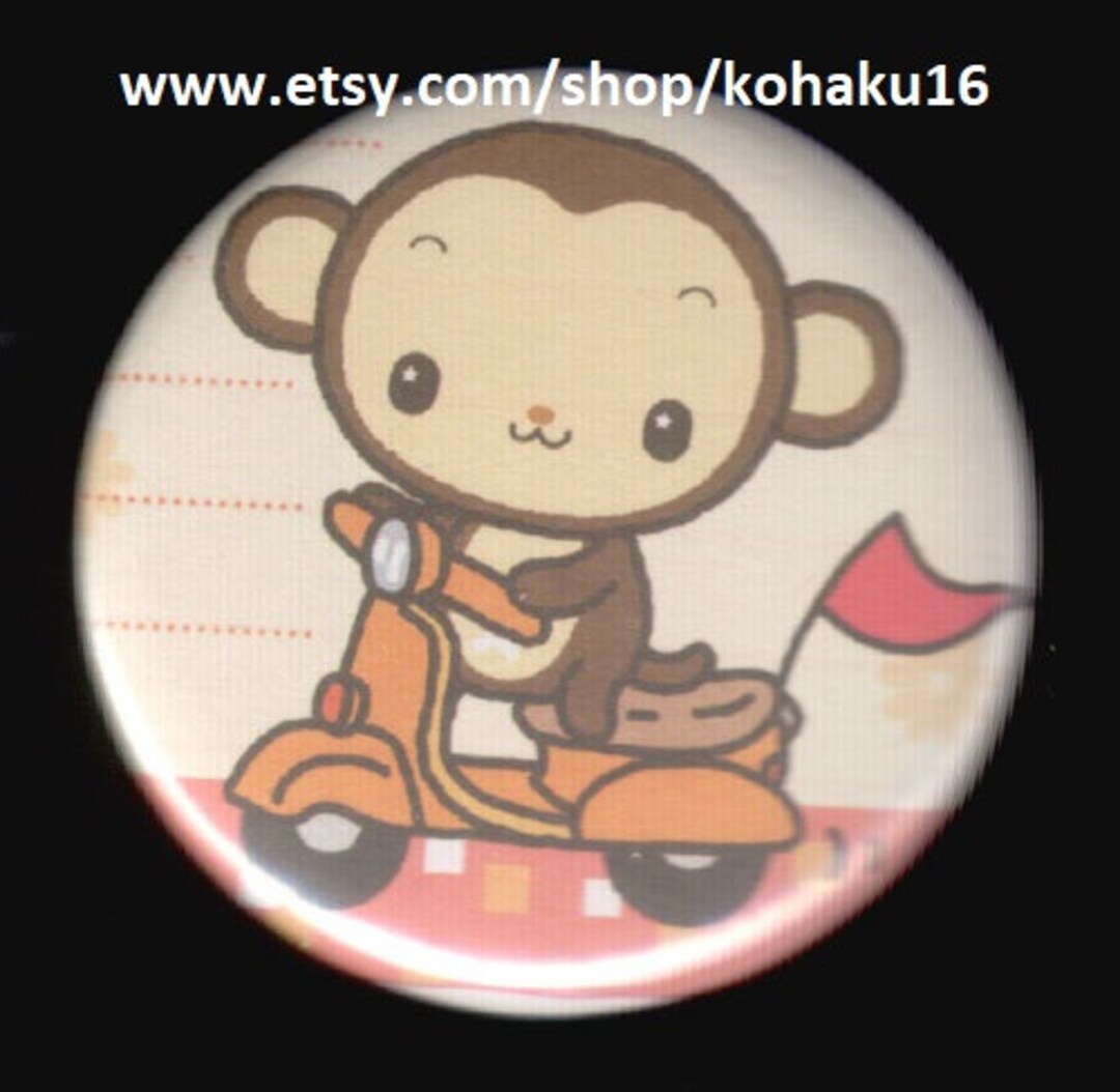Monkey Pinback Buttons Scooter Monkey Pinback Button - Etsy