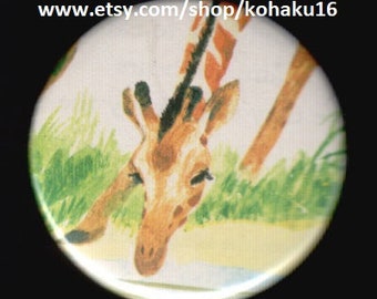 Giraffe Having An African Drink Button