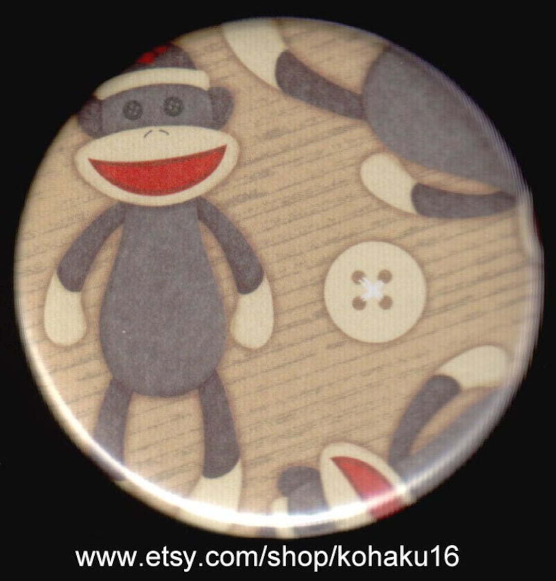 Monkey Pinback Buttons Sock Monkey Love Pinback Button - Etsy