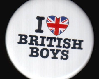 I Heart British Boys and Union Jack Button