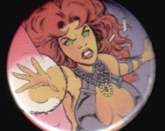 Furious Starfire From DC Comics Pinback Button