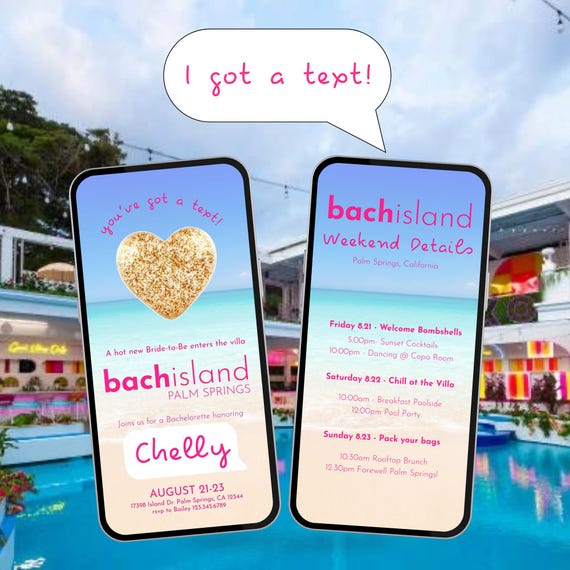 Bach Island Bachelorette Invitation Template | Love Island Inspiration Invite  | Island Invite Itinerary | Bach Island Party Template