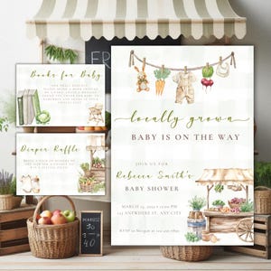 Locally Grown Baby Shower Invitation | Locally Grown Baby Boy on The Way Bundle | Farmers Market Baby Shower | Editable Homegrown Invitation