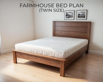 Farmhouse Twin Bed Frame DIY Plans | Wooden Bed Build (PDF)