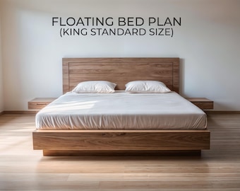 King Size Floating Bed Frame DIY Plan – Minimalist Woodworking (PDF Download)