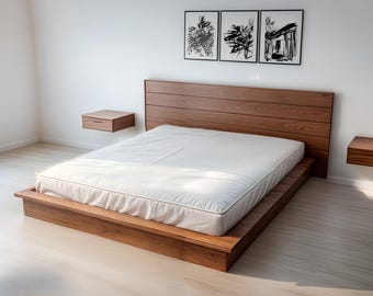 DIY Full Platform Bed Frame Plan, Minimalist Woodworking (PDF)