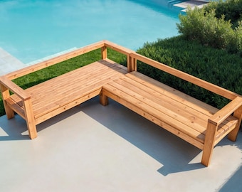 DIY outdoor sectional sofa- outdoor Seating plans- patio sofa set plans- patio furniture- 2x4 bench plans- backyard diy plans(2 Sofa Plans)