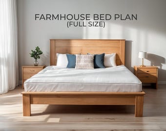 DIY Modern Farmhouse Full Bed Frame Plan (PDF Download)