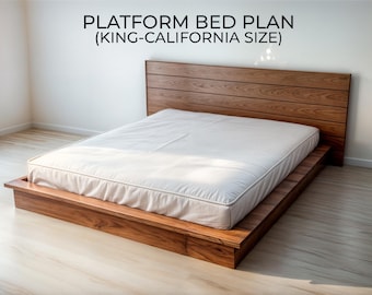 King Platform Bed Frame DIY Plan, Low Profile, Minimalist (PDF)