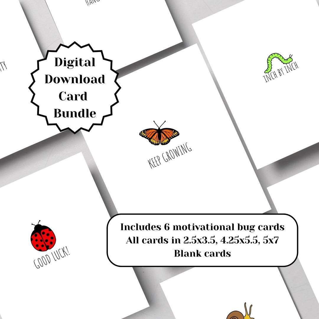 Bug Motivational Card Bundle – Cute Printable Encouragement Cards ...