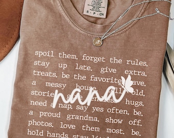 Nana Manifesto Comfort Colors Shirt, Mother's Day Gift Nana, Granny Shirt, Gigi Gift, Mimi Shirt