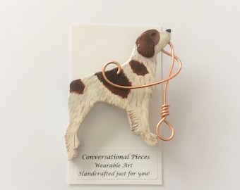 Brittany Spaniel Brooch/ Wearable Art