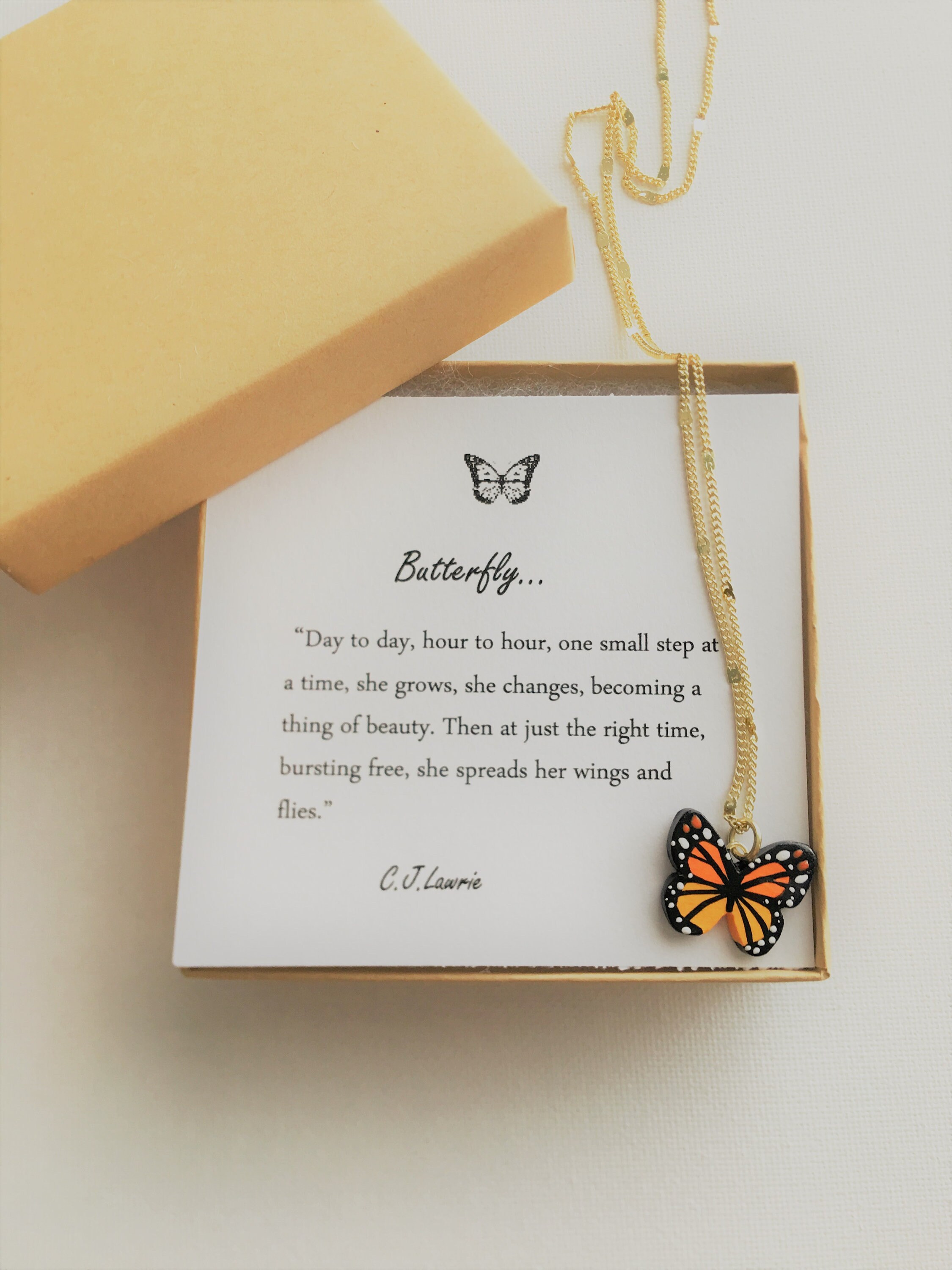Butterfly Necklace,Dainty Monarch Necklace