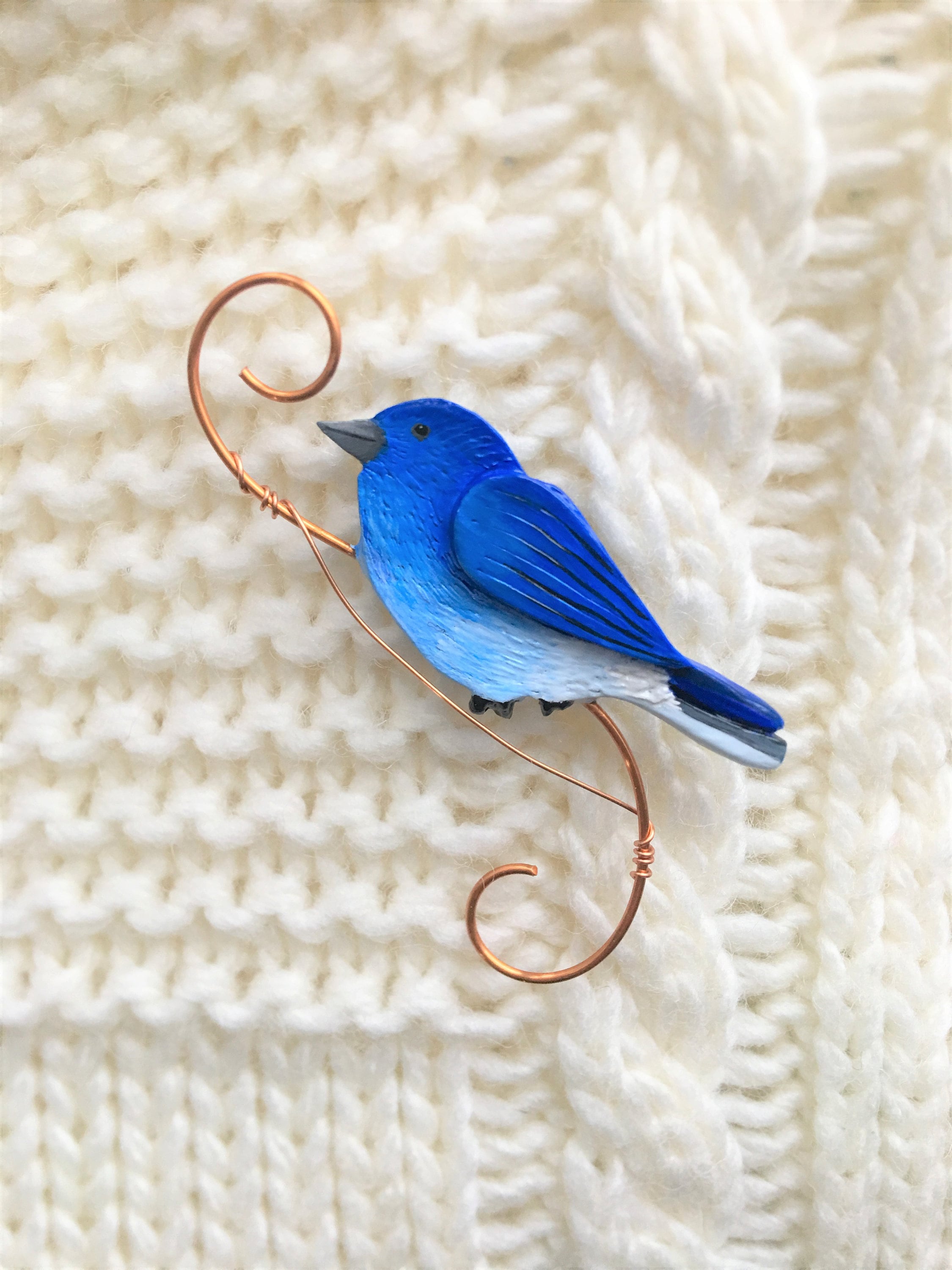Handmade Clay Bluebird Brooch: Copper Accent Pin - Etsy Canada