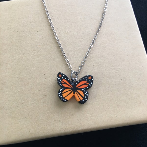 Butterfly Necklace,Dainty Monarch Necklace