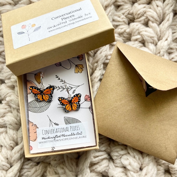 Monarch Butterfly Earrings/ Original Artwork