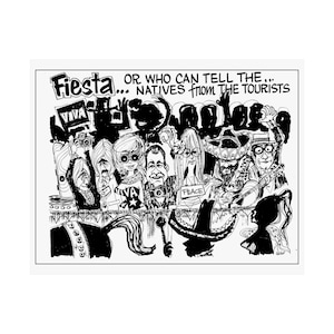 Fiesta, Fine Art Poster, Vintage Illustration, Home Decor, Artistic Gift, Pen and Ink Artwork, Gallery Print, Wall Art