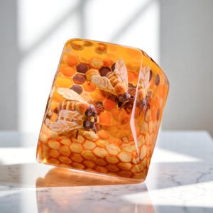 Tastenkappen Bee artisan, Artisan Tastenkappen, Tastenkappen Anime niedlich, Tastenkappe Cherry MX, orange Tastenkappen, Tastenkappen-Leertaste, handgemachtes Geschenk, Geschenk für Ihn.