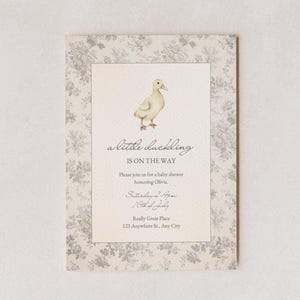 A Little Duckling Is On The Way Baby Shower Invitation, Editable Duck Baby Shower Theme, Gender Neutral Baby Shower Invite