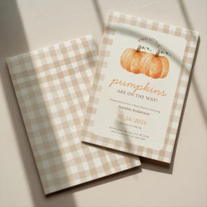 Two Little Pumpkins Are On The Way, Twins Baby Shower Invitation, Gender Neutral Baby Shower, Editable Canva Template, Digital Download