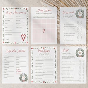 Christmas Baby Shower Games Bundle, Merry Little Baby On The Way, Party Printable