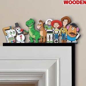 Letrero decorativo para puerta de Toy Story de Disney, decoración de puerta extraterrestre de Woody y Buzz Lightyear, decoración para habitación infantil de Disney Pixar, regalo para el hogar de Disney.