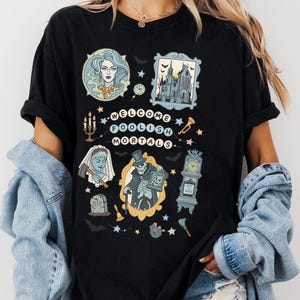 Coquette Bow Disney Haunted Mansion Shirt, Willkommen Dumme Sterbliche Hitchhiking Ghost Disney Mädchen Reise Shirt, Girly Disney Halloween Shirt