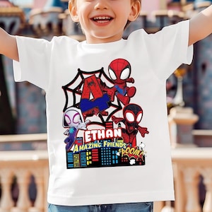Personalized Spidey And Amazing Friends Birthday Shirt, Custom Disney Spider Hero Matching Family T-Shirt, Superhero Theme Kid Shirt