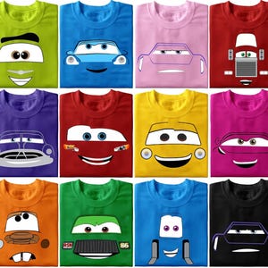 Disney Cars Characters Shirt, Cars Group Halloween Costume Shirt, Cars Theme Birthday Shirt, Cars Face Tee, Lightning Car Kid Shirt