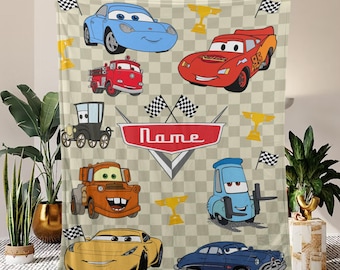 Manta personalizada con personajes de Disney Cars, manta de Rayo McQueen Tow Mater, manta de Disney Cars, manta de regalo para cumpleaños de niño y niña.