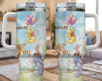 Personalize Winnie The Pooh Vintage Tumbler, Custom Christmas gift, best gift for her, 40oz Tumbler, Birthday Gift for mom