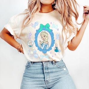 Coquette Elsa Princess Shirt, Watercolor Retro Princess Elsa Coquette Bow Shirts, Frozen Matching Shirt