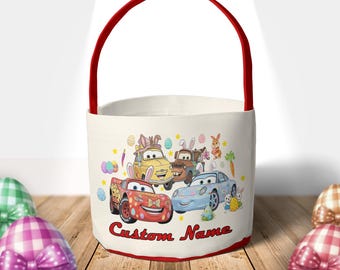 Personlig Disney Cars påskkorg, Disney Kanin påskäggjaktskorg, WDW Disneyland familjepåskresa 2026, Lightning McQueen-korg
