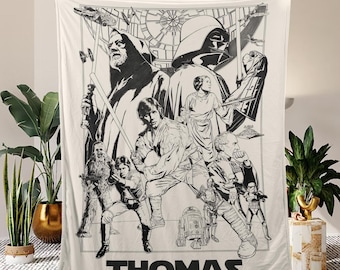 Spersonalizowany koc Disney Star Wars, Galaxy's Edge Star Wars dla solenizanta, prezent dla solenizantki, prezent dla dziewczynki, niech moc będzie z tobą, wystrój domu dla całej rodziny