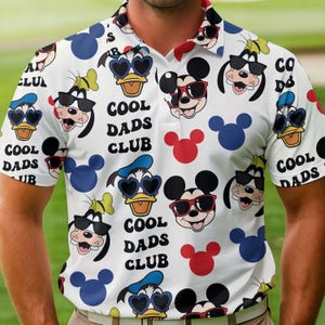 Polo Disney Dads Club Mickey Donald Pluto, regalo del Día del Padre para él, polo para hombre para vacaciones de golf en Disney.