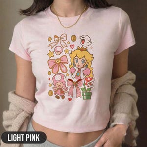 Coquette Bow Princess Peach Baby Tee Crop Tank, Koszulka damska Princess Peach, Koszulka Feeling Peachy, Koszulka dziewczęca Trip, Koszulka Epic Universe
