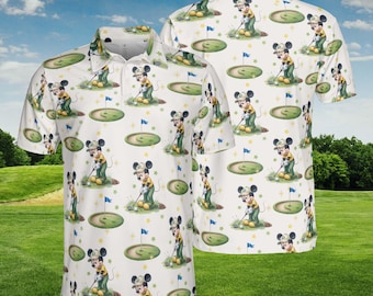 Polo de golf de Mickey y sus amigos, regalo para el Día del Padre, camiseta de manga corta para amantes del golf, regalo de cumpleaños para papá, polo de golf de Disney