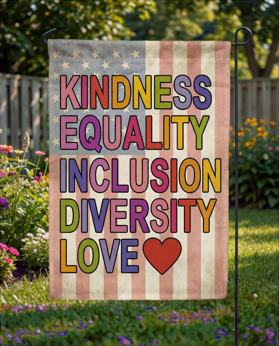 Gift Inclusion Sign Kindness Equality Inclusion Diversity Love Garden Flag, Human Rights ...