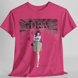 Takamine shirt, Anime Girl Aesthetic T-Shirt, Kawaii Shoujo Fan Art Shirt,Pink Hair Manga Tee, Japanese Streetwear Otaku Apparel