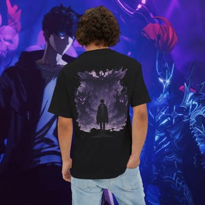 Solo Leveling Anime Oversized Tee, Jinwoo Sword Print, Korean Manhwa Merch, Otaku Unisex T-Shirt, Manga Shirt, Anime Gift & Cosplay Gear