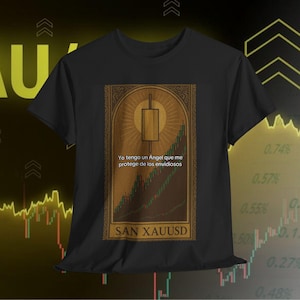 Camiseta San XAUUSD Crypto, Camiseta Meme de Negociação, Design de Vela Dourada "Eu tenho um anjo", Presente Forex e Criptomoedas, Meme do TikTok, Negociação XAUSD