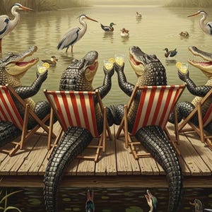 Alligators on Bayou Digital Print