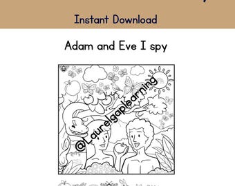 Bible Games - Bible I Spy - Sunday School I Spy - Printable I Spy Game - Bible Stories I Spy - Adam and Eve craft - Toddler I spy - Creation